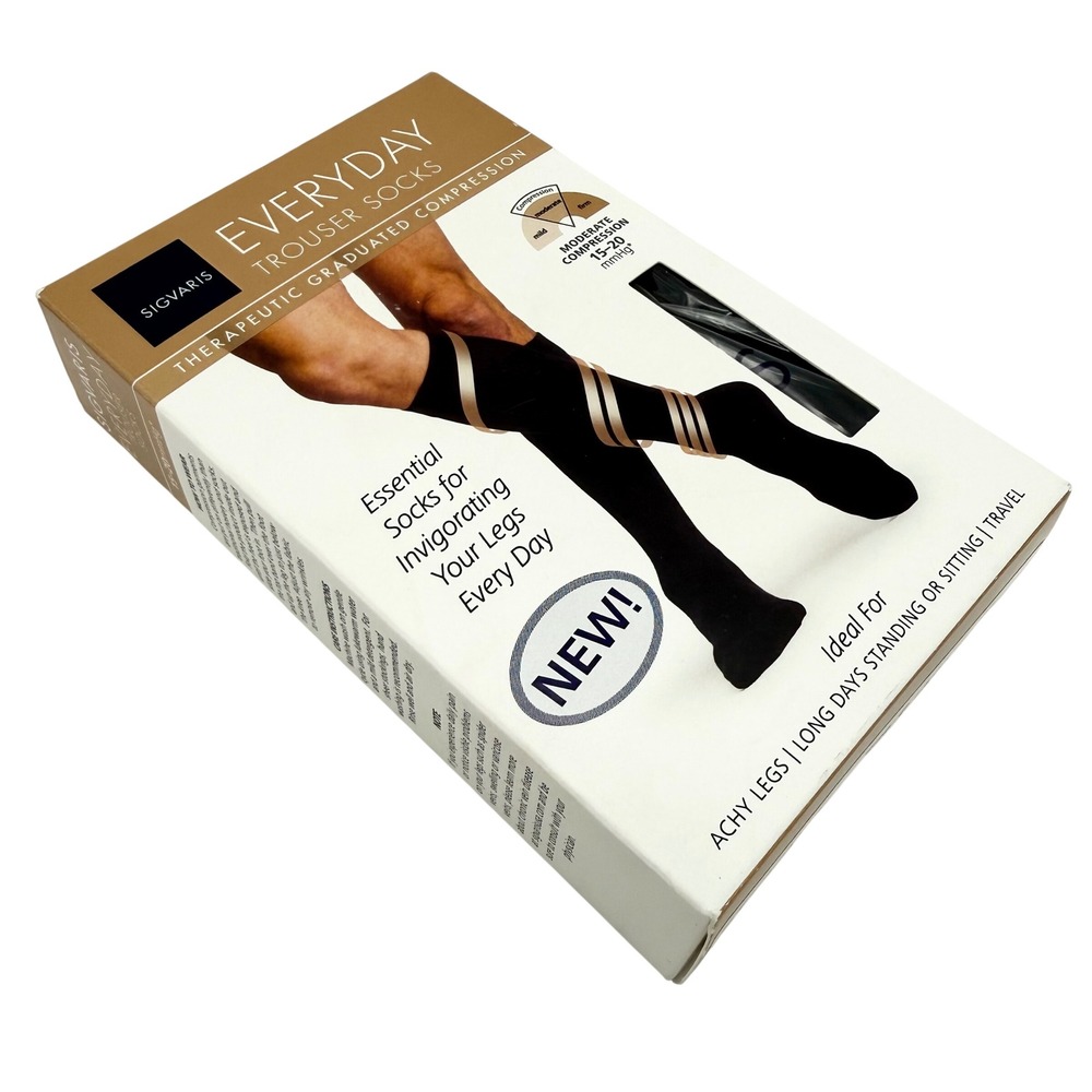 Sigvaris Men's Compression Trouser Socks 15-20 mmHg Black Size C Large New